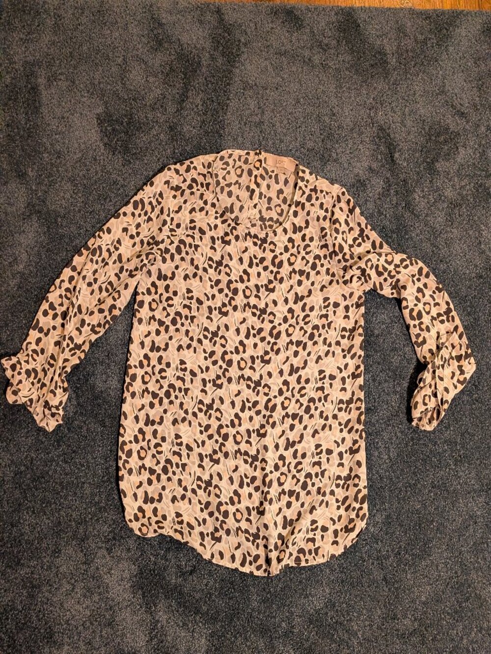 Loft Leopard Print Light Weight Long Sleeve Blouse